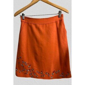 TOCCA A-Line Skirt Wool Cashmere Floral Appliqué Lined Peach Orange Size 2